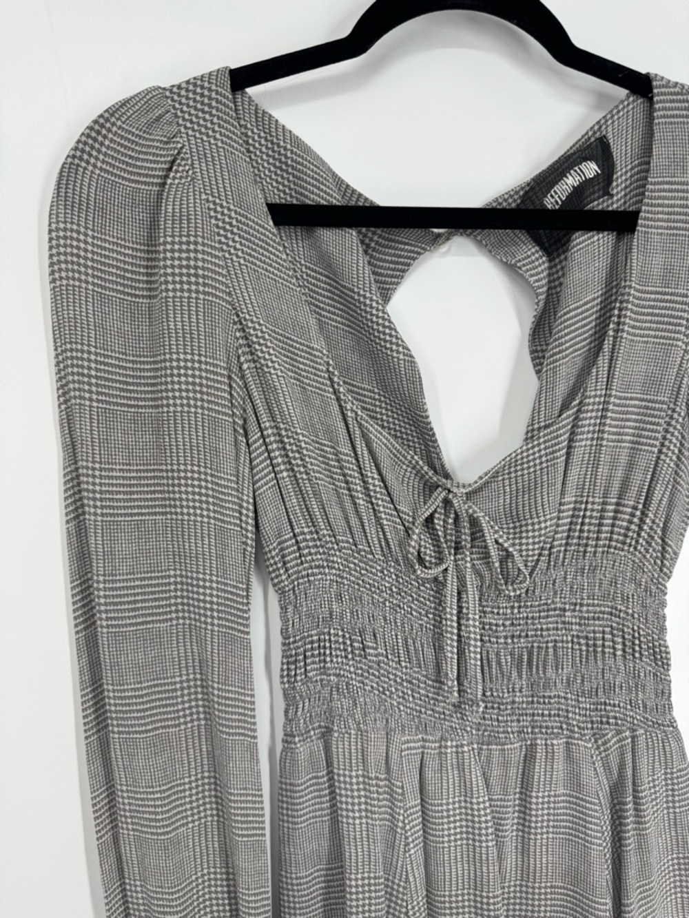 Reformation Mini Dress (Aberdeen Wilder) in gray plaid size 4 - Picture 3 of 11